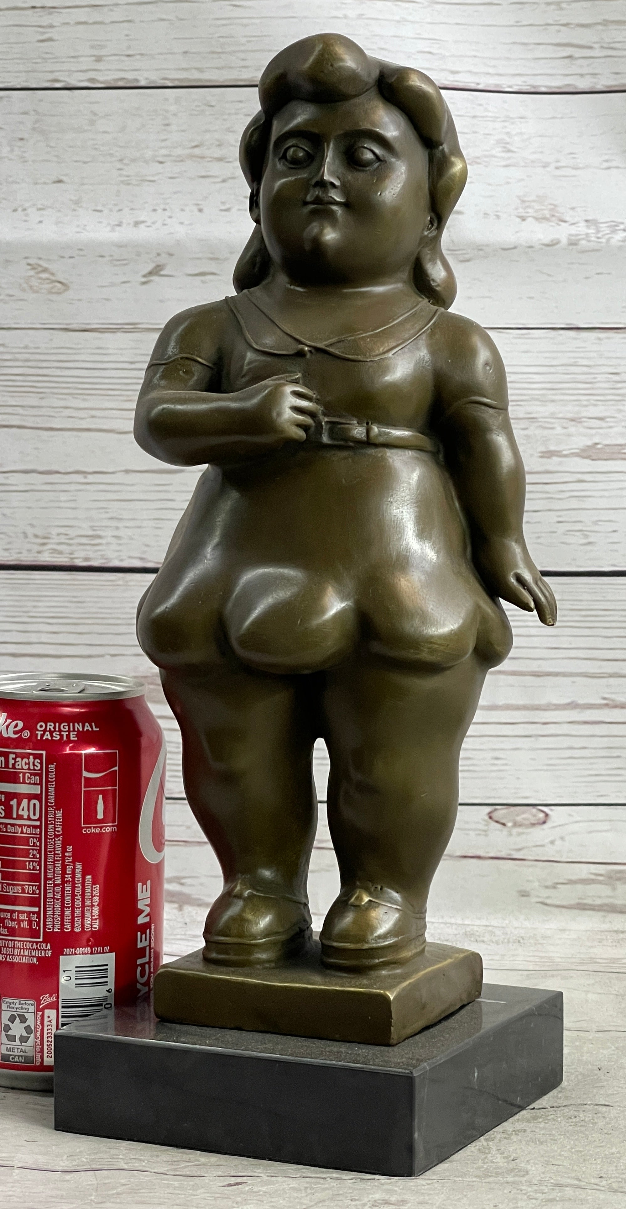 Fernando Botero Chubby Young Woman in Skirt Sculpture