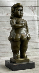 Fernando Botero Chubby Young Woman in Skirt Sculpture