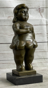 Fernando Botero Chubby Young Woman in Skirt Sculpture