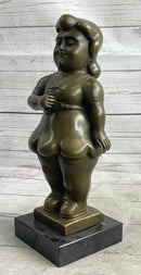Fernando Botero Chubby Young Woman in Skirt Sculpture
