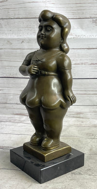 Fernando Botero Chubby Young Woman in Skirt Sculpture