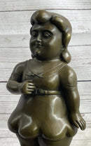 Fernando Botero Chubby Young Woman in Skirt Sculpture