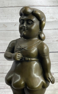 Fernando Botero Chubby Young Woman in Skirt Sculpture