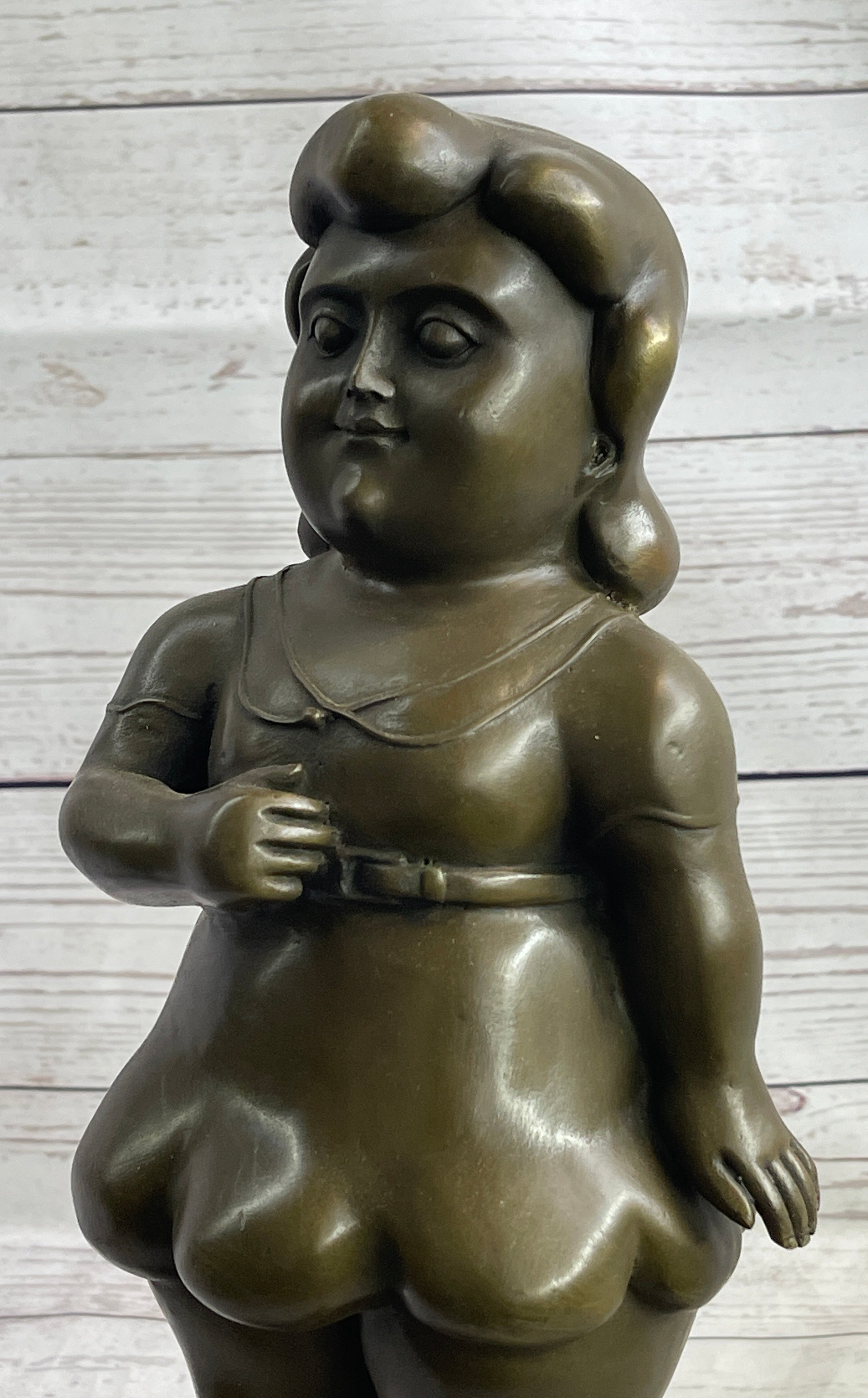 Fernando Botero Chubby Young Woman in Skirt Sculpture