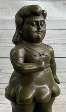 Fernando Botero Chubby Young Woman in Skirt Sculpture