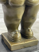 Fernando Botero Chubby Young Woman in Skirt Sculpture