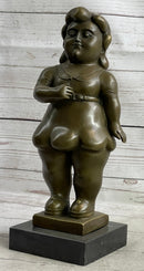 Fernando Botero Chubby Young Woman in Skirt Sculpture