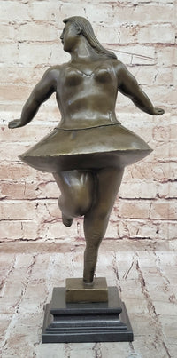 Signed Abstract Prima Ballerina after Botero Bronze Marble