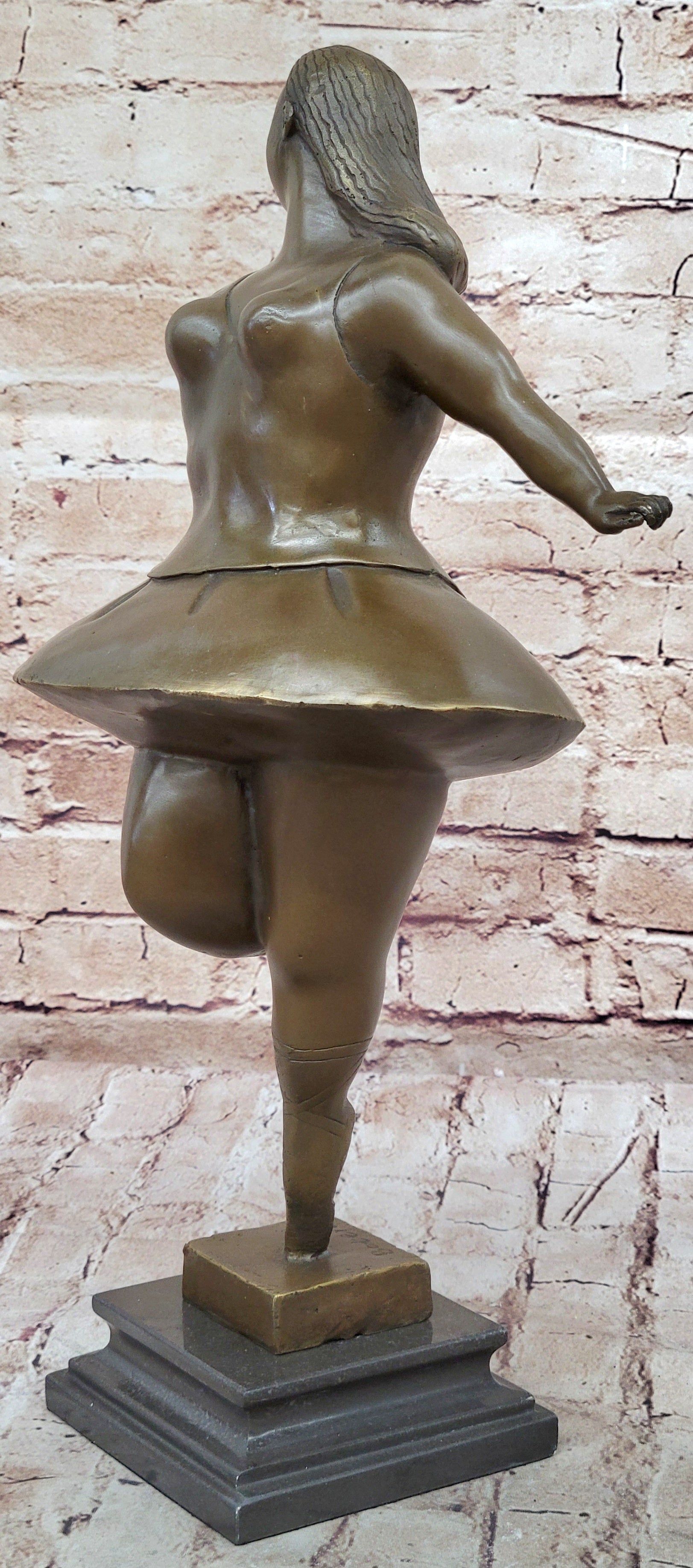 Signed Abstract Prima Ballerina after Botero Bronze Marble