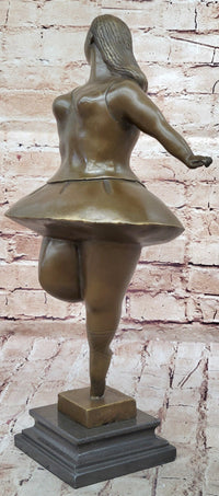 Signed Abstract Prima Ballerina after Botero Bronze Marble