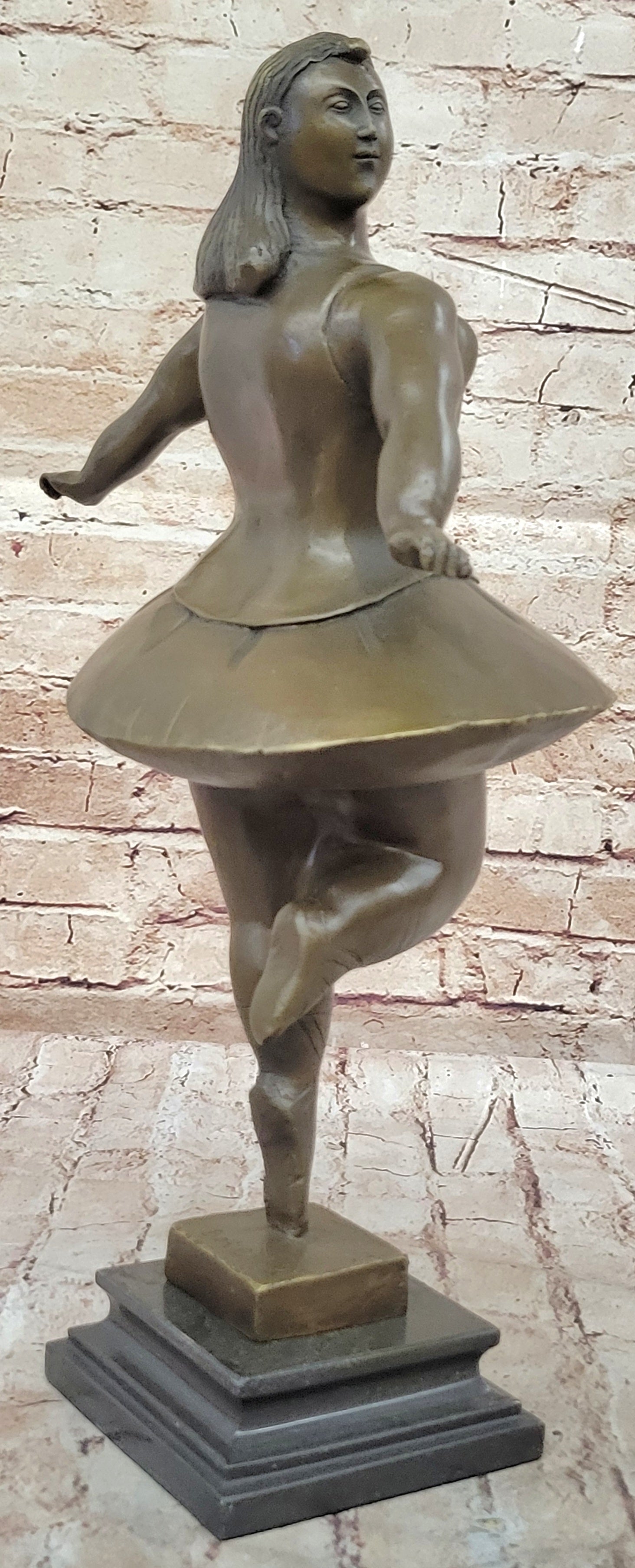 Signed Abstract Prima Ballerina after Botero Bronze Marble