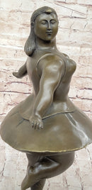 Signed Abstract Prima Ballerina after Botero Bronze Marble