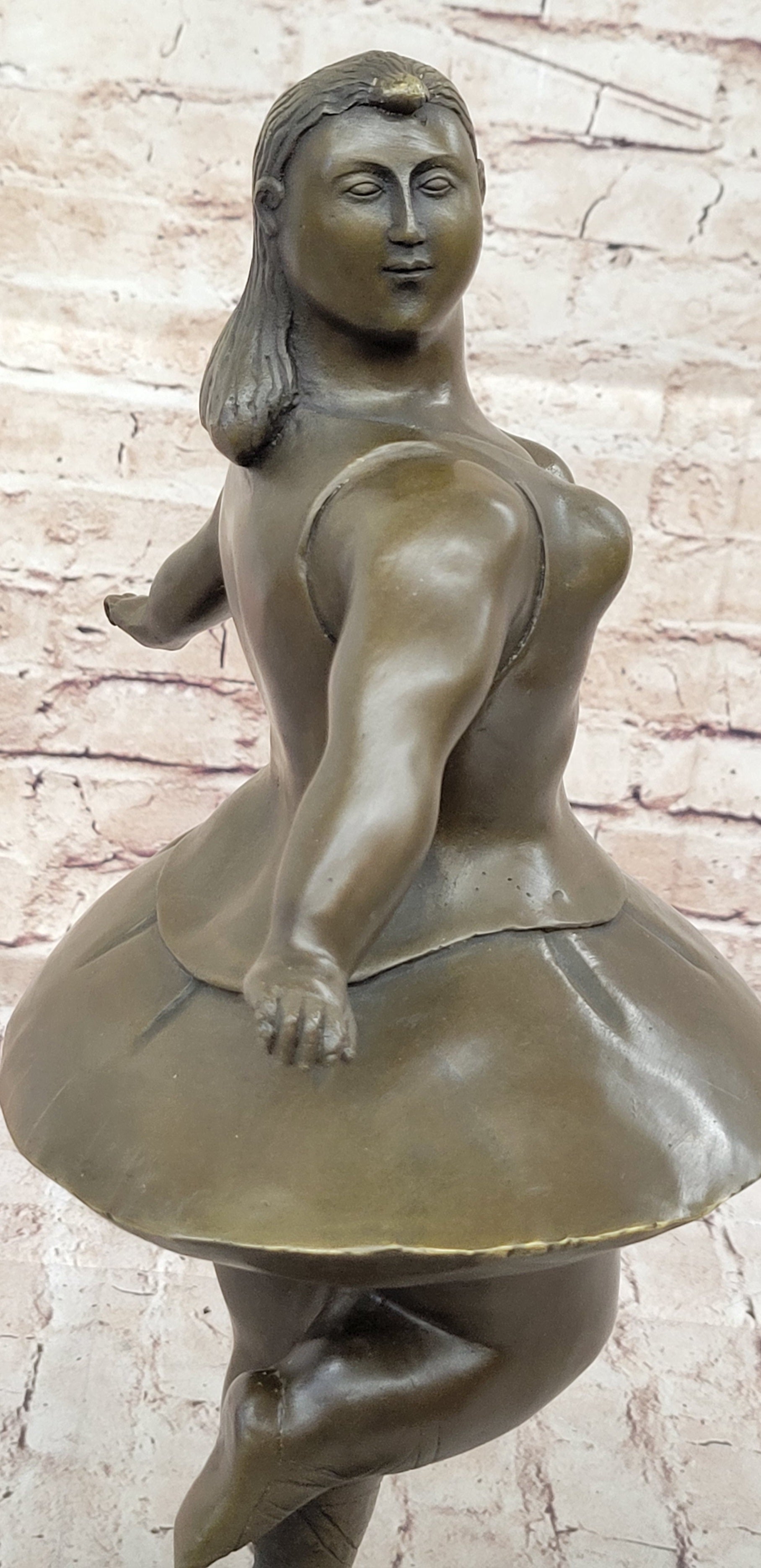 Signed Abstract Prima Ballerina after Botero Bronze Marble