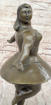 Signed Abstract Prima Ballerina after Botero Bronze Marble