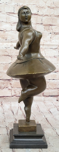 Signed Abstract Prima Ballerina after Botero Bronze Marble