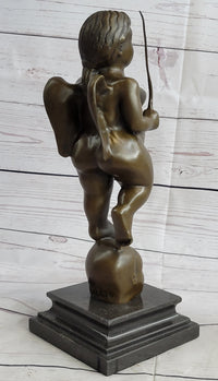 Fernando Botero Winged Nude Angel Woman Standing on Head Bronze Sculpture Statue Marble Base