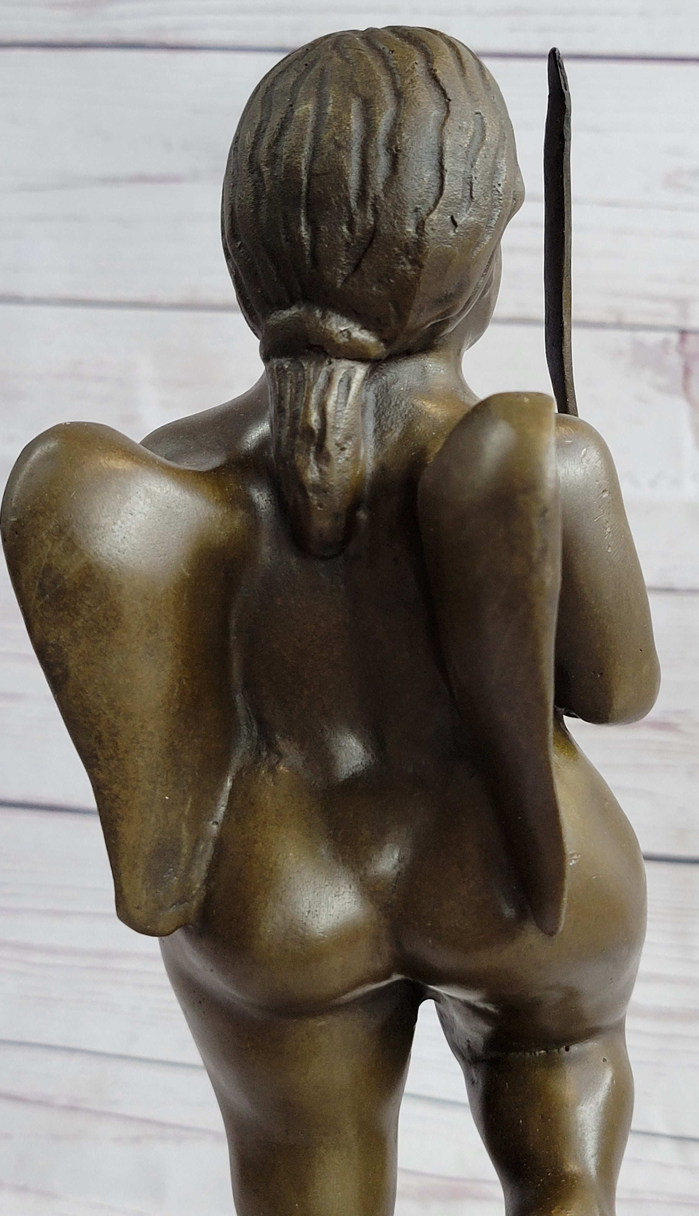 Fernando Botero Winged Nude Angel Woman Standing on Head Bronze Sculpture Statue Marble Base