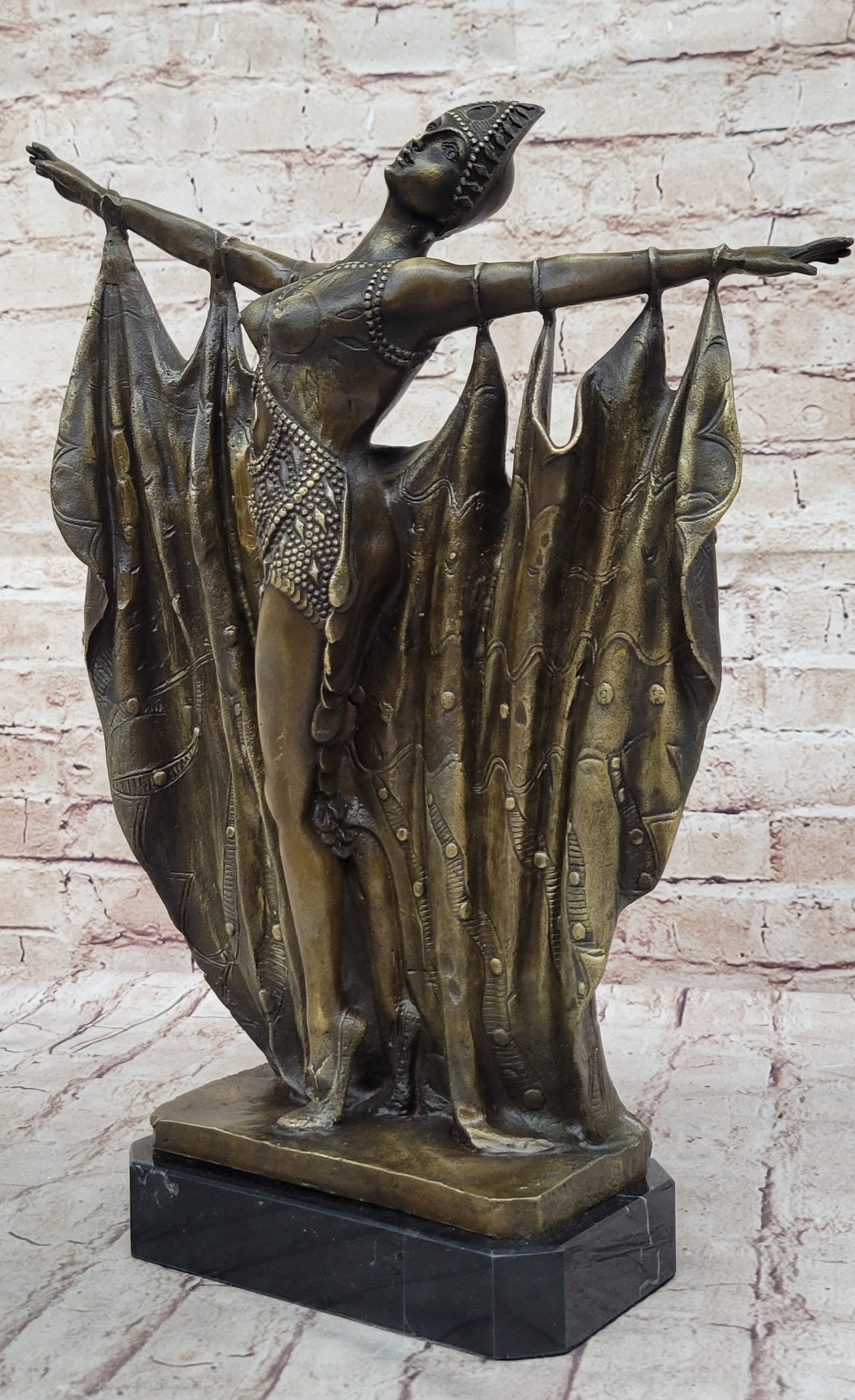 Demetre Chiparus Art Deco Dancer Curtain Call Bronze Sculpture