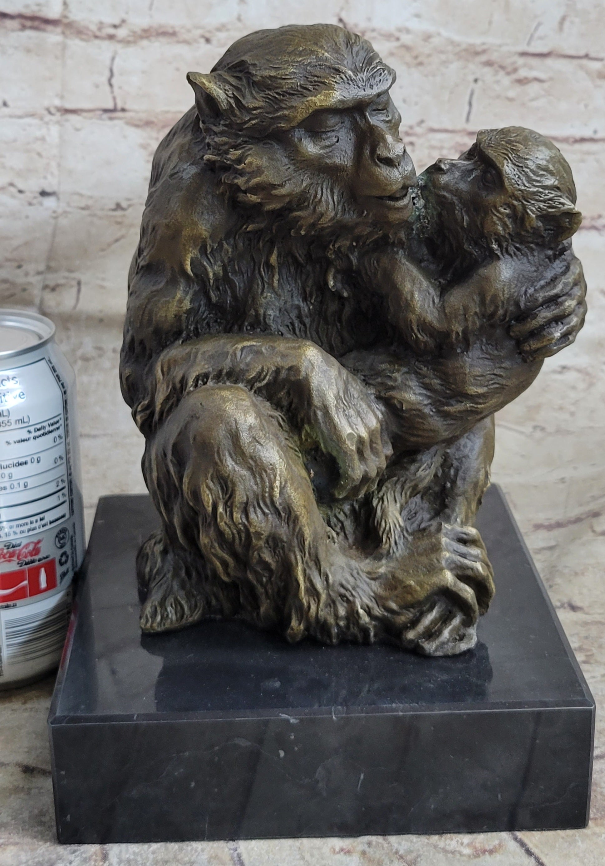 Austrian Bronze Sculpture of Mama Monkey & Baby Signed Milo