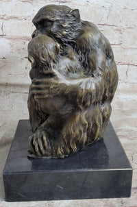 Austrian Bronze Sculpture of Mama Monkey & Baby Signed Milo