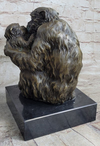 Austrian Bronze Sculpture of Mama Monkey & Baby Signed Milo