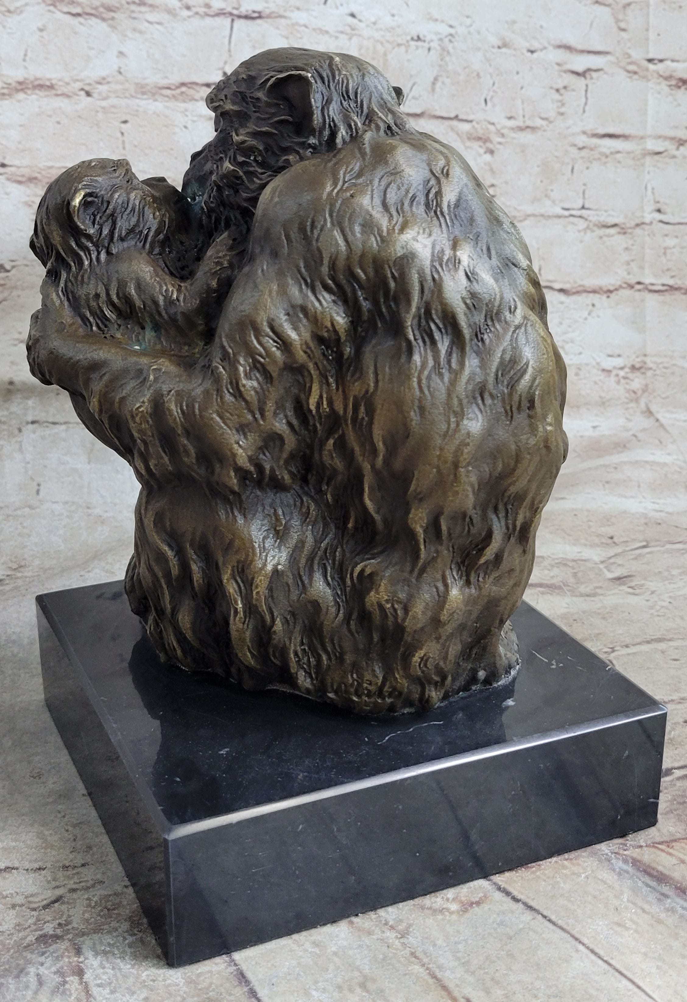 Austrian Bronze Sculpture of Mama Monkey & Baby Signed Milo