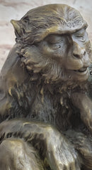 Austrian Bronze Sculpture of Mama Monkey & Baby Signed Milo