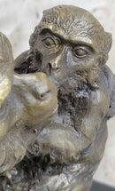 Austrian Bronze Sculpture of Mama Monkey & Baby Signed Milo