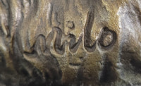 Austrian Bronze Sculpture of Mama Monkey & Baby Signed Milo