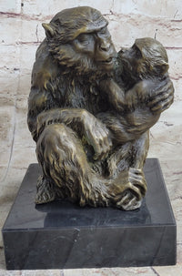 Austrian Bronze Sculpture of Mama Monkey & Baby Signed Milo
