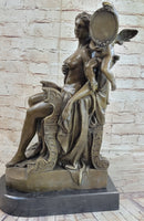 Vintage Style Classical Seated Nude Female Figure & Cherub Sculpture