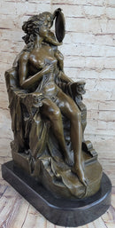 Vintage Style Classical Seated Nude Female Figure & Cherub Sculpture