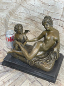 Cupid Comforting Aphrodite Bronze After Louis Gossin