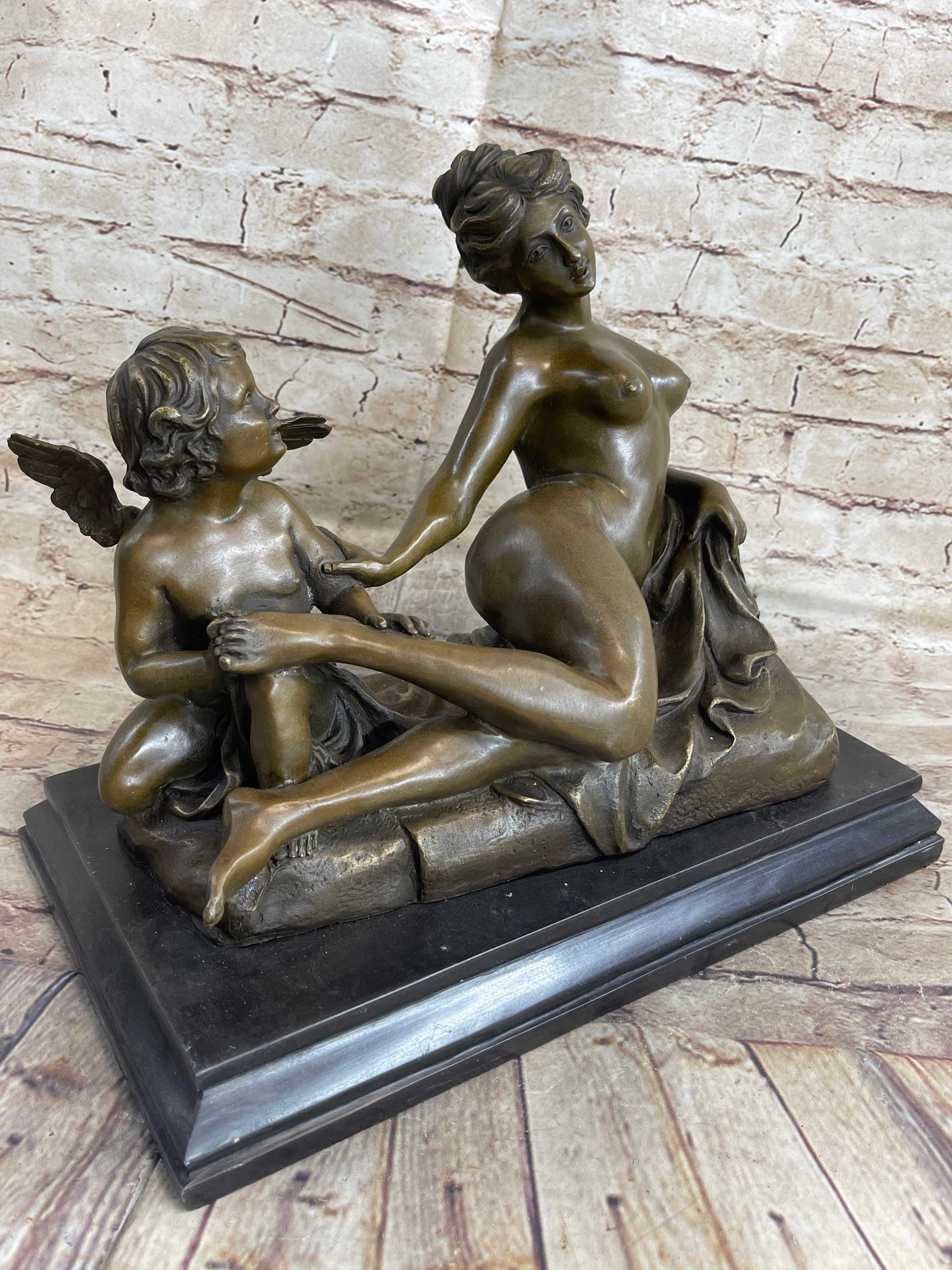 Cupid Comforting Aphrodite Bronze After Louis Gossin