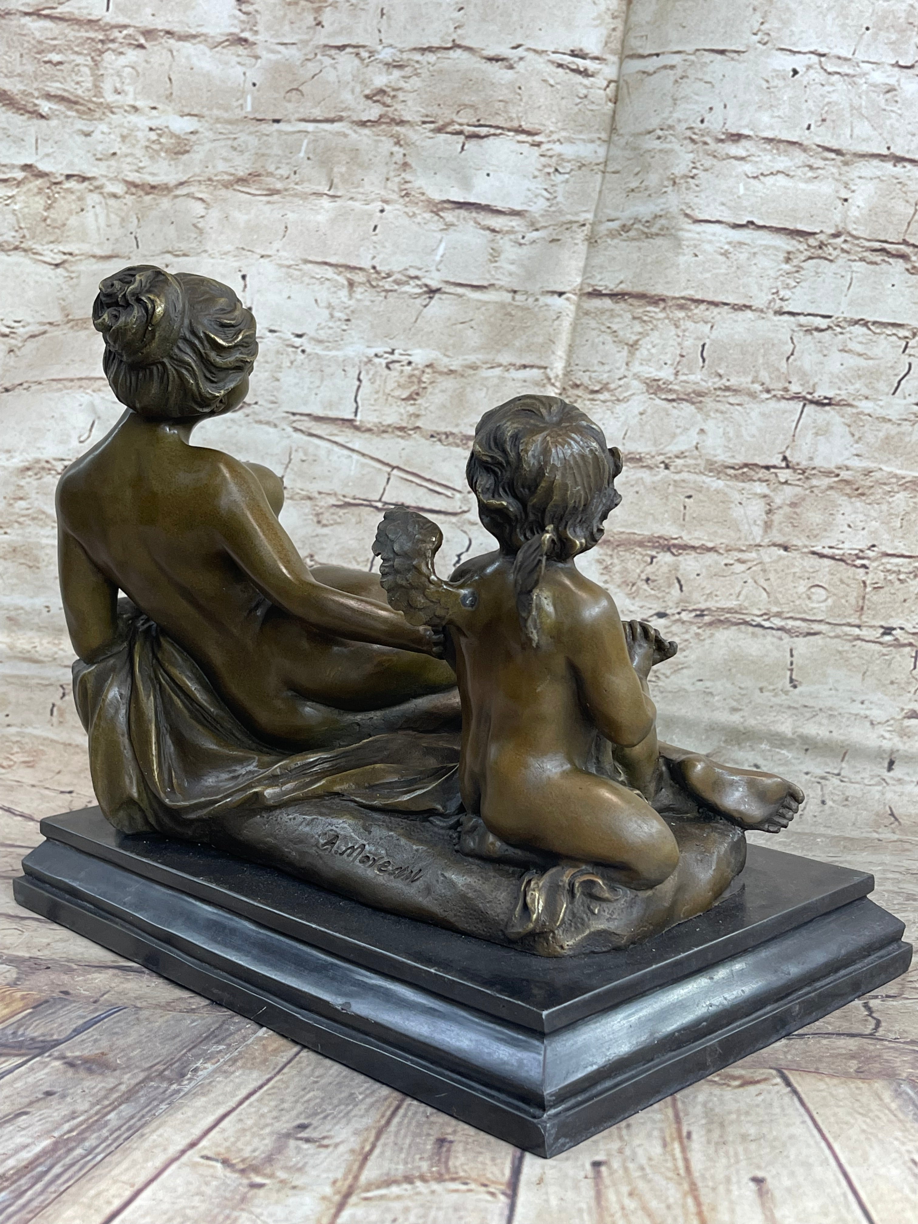 Cupid Comforting Aphrodite Bronze After Louis Gossin