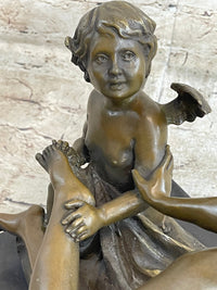 Cupid Comforting Aphrodite Bronze After Louis Gossin