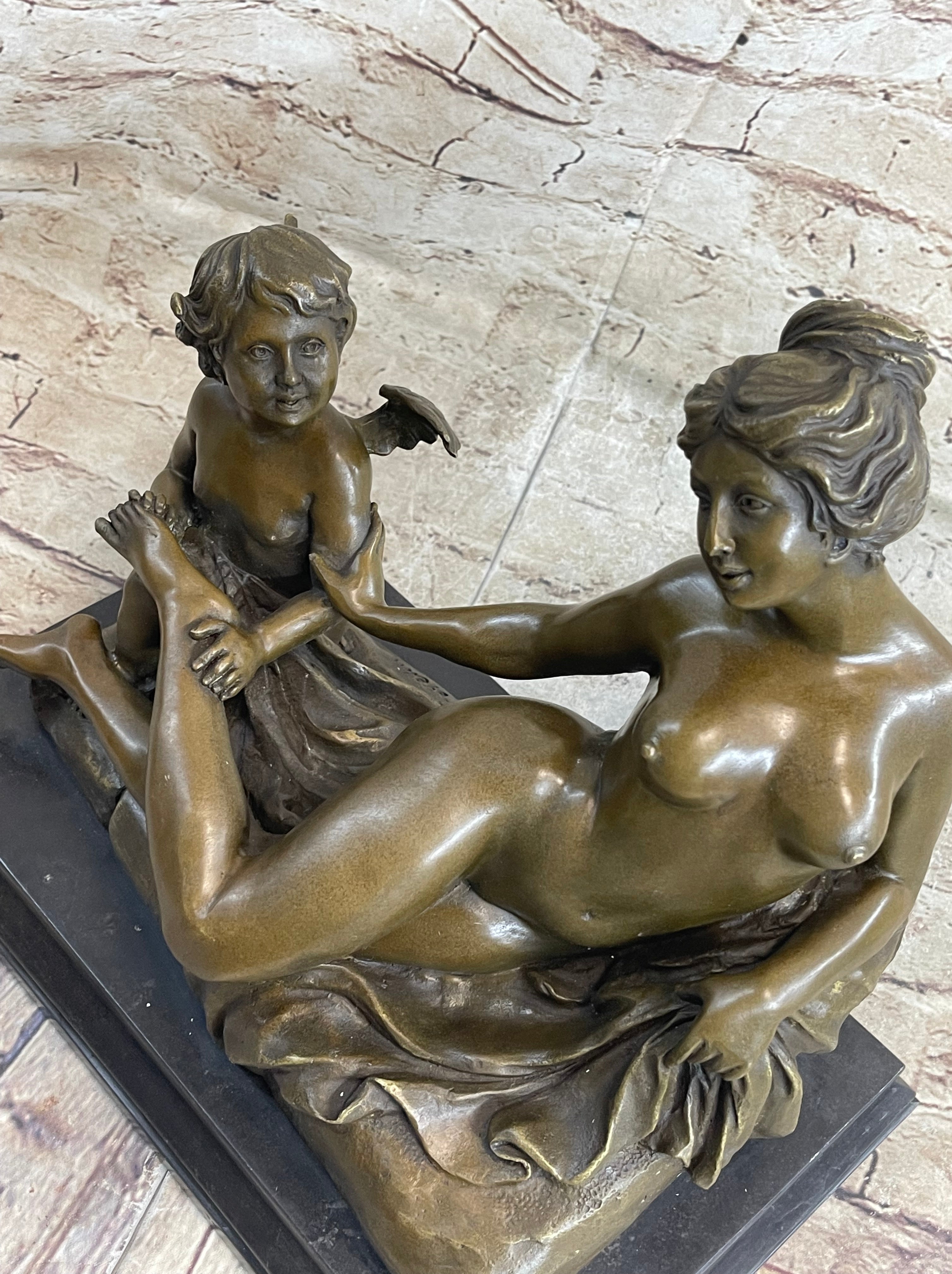 Cupid Comforting Aphrodite Bronze After Louis Gossin