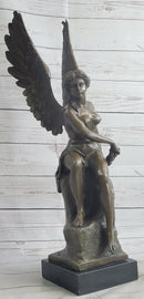 Roman Winged Goddess Warrior of Victory Signed Solid Bronze