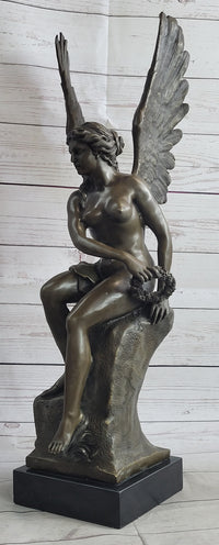 Roman Winged Goddess Warrior of Victory Signed Solid Bronze