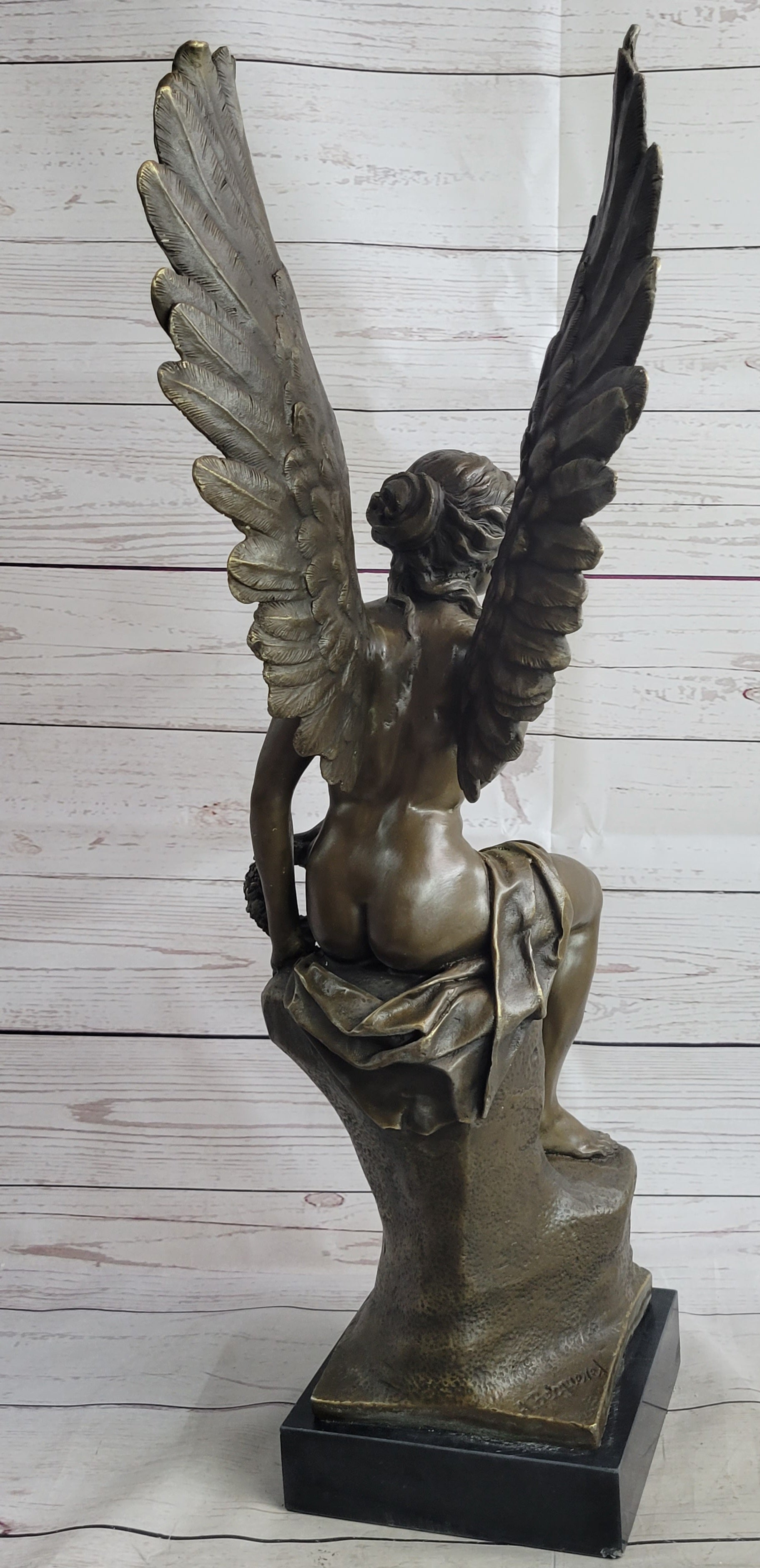 Roman Winged Goddess Warrior of Victory Signed Solid Bronze