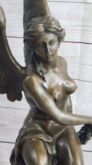 Roman Winged Goddess Warrior of Victory Signed Solid Bronze