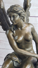 Roman Winged Goddess Warrior of Victory Signed Solid Bronze