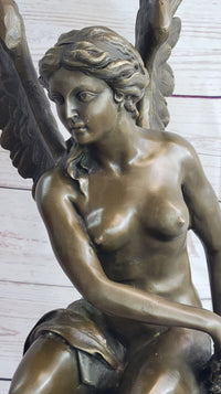 Roman Winged Goddess Warrior of Victory Signed Solid Bronze