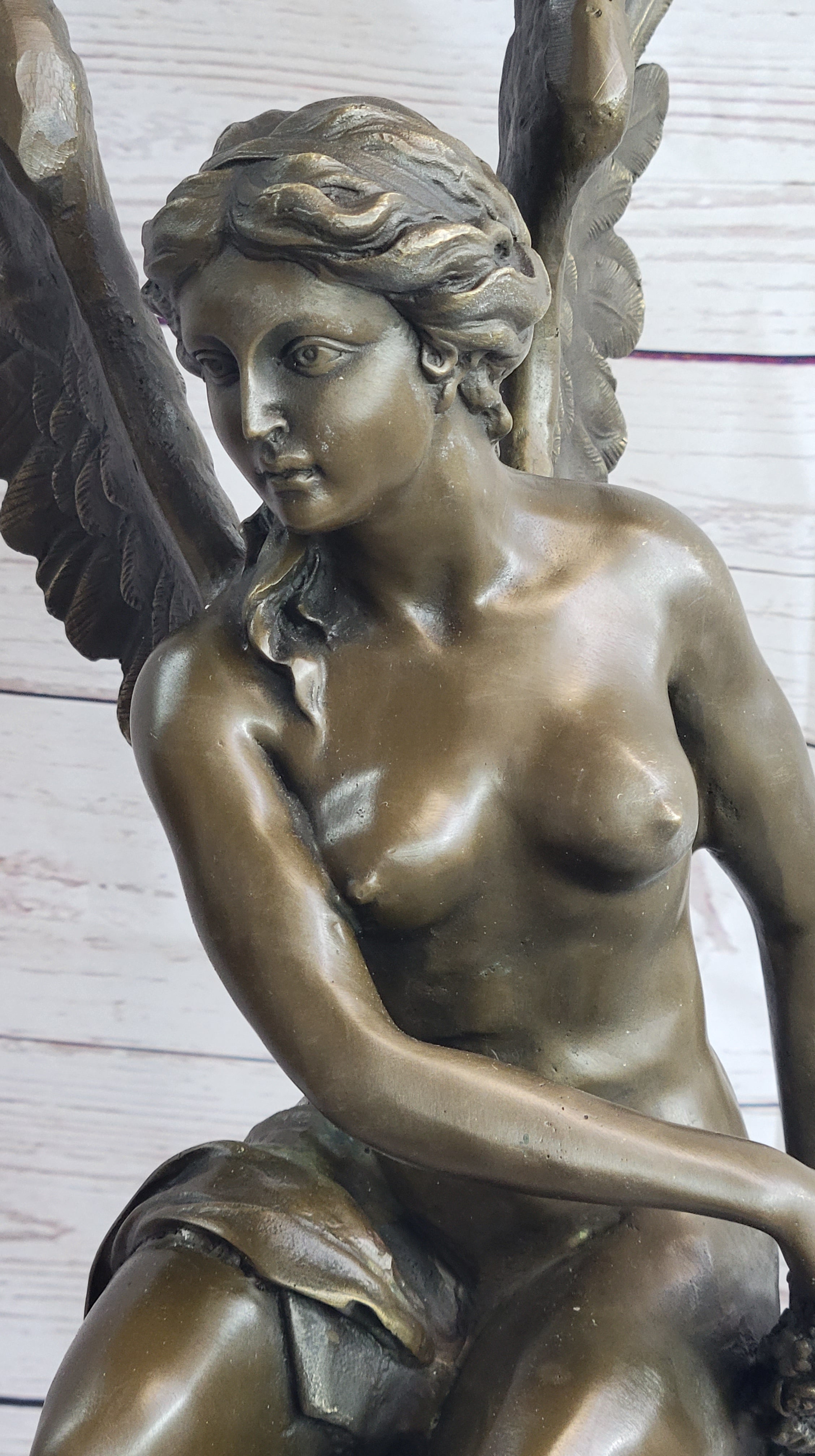 Roman Winged Goddess Warrior of Victory Signed Solid Bronze