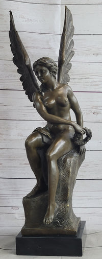 Roman Winged Goddess Warrior of Victory Signed Solid Bronze
