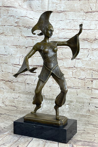 Signed Bronze Art Deco Sculpture by Dimitri Chiparus 38 CM