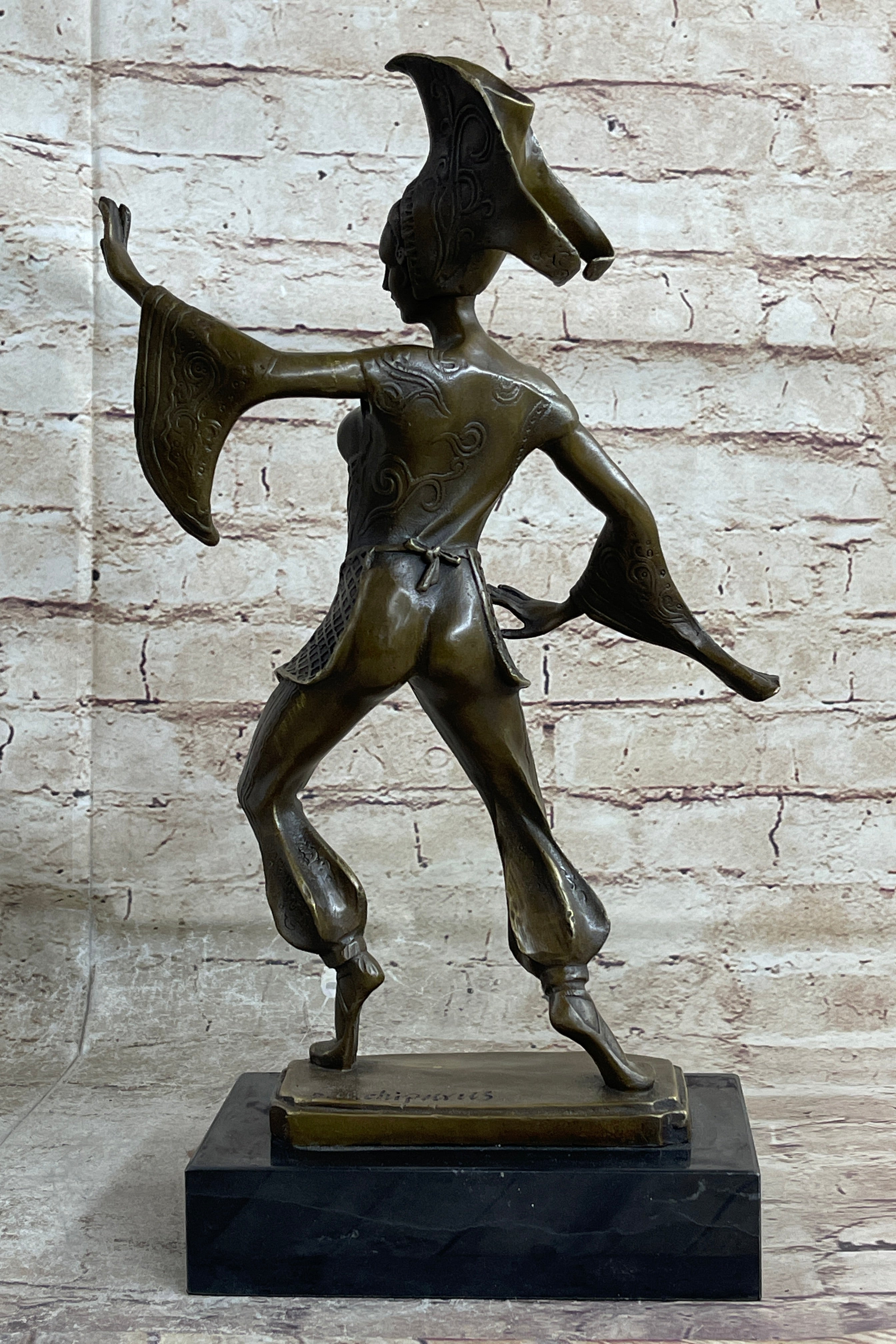 Signed Bronze Art Deco Sculpture by Dimitri Chiparus 38 CM