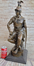 King Arthur Seated Ancient Warrior w/ Sword & Griffon Helmet Bronze