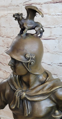 King Arthur Seated Ancient Warrior w/ Sword & Griffon Helmet Bronze
