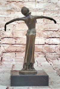 Chiparus Art Deco Bronze Dancer with Outstretched Arms
